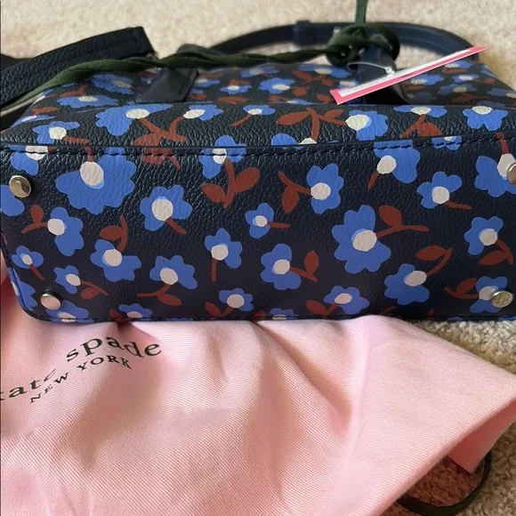 Kate Spade Blue and Brown Satchel with Floral Design